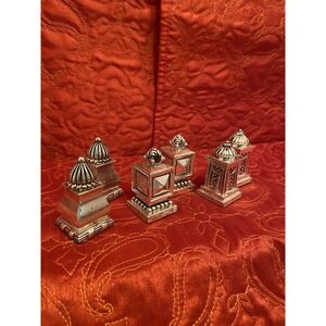 Bombay Co Mini Salt And‎ Pepper Shakers 3 Pair Each Pair Different Silver Plated